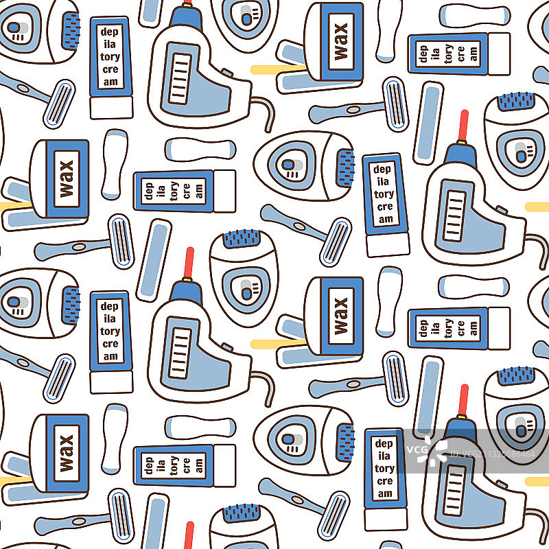 蓝色脱毛工具彩色图案图片素材