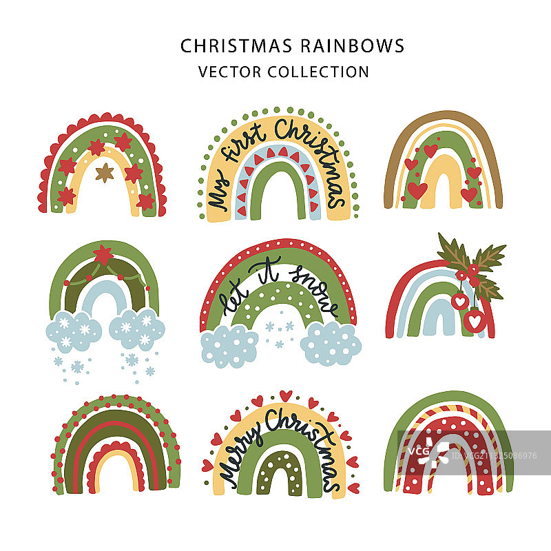 圣诞彩虹套装图片素材