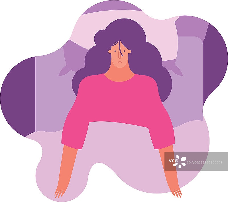床上患有失眠症的年轻女人图片素材