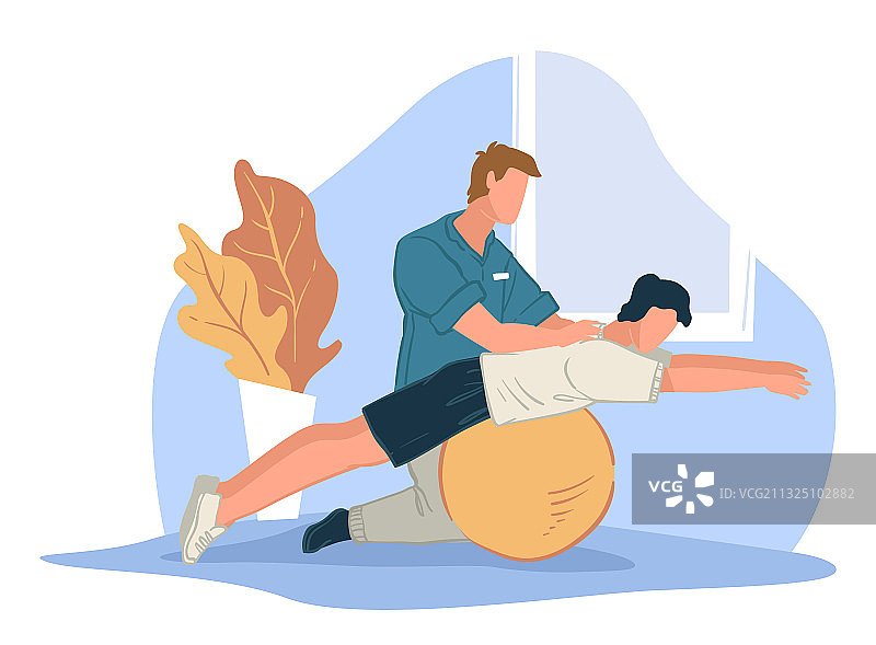 教练帮助角色伸展背部运动图片素材