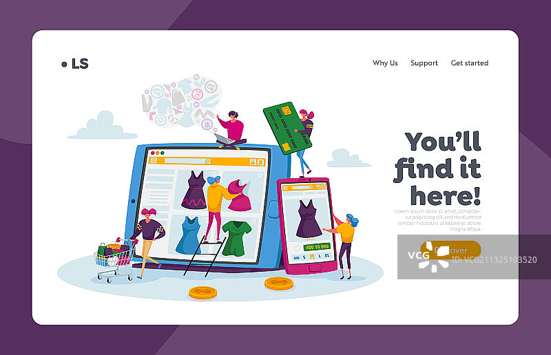 在线购物登录页模板，娇小女性图片素材