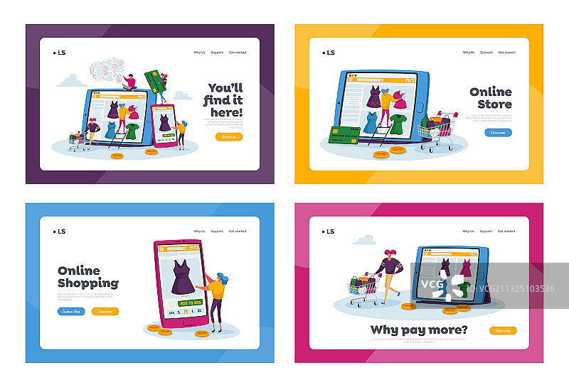 在线购物着陆页模板图片素材