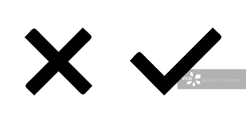 交叉和选中标记图片素材