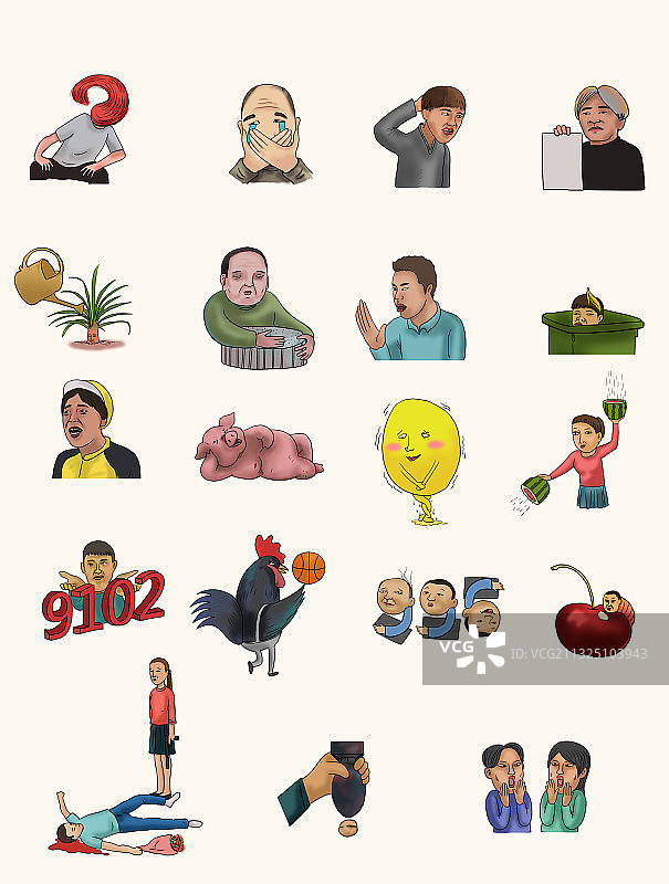 搞笑漫画人物实时表情动态素材插画图片素材