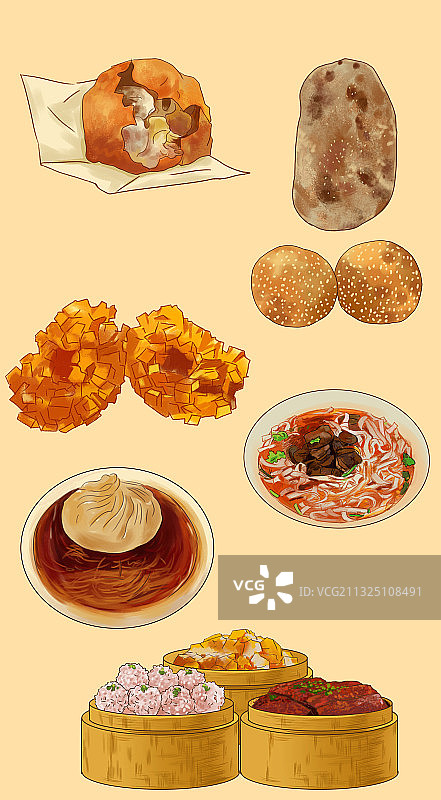 条漫特色美食武汉生活文化插画食物漫画图片素材