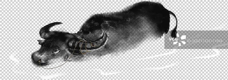 水牛游泳元素图片素材