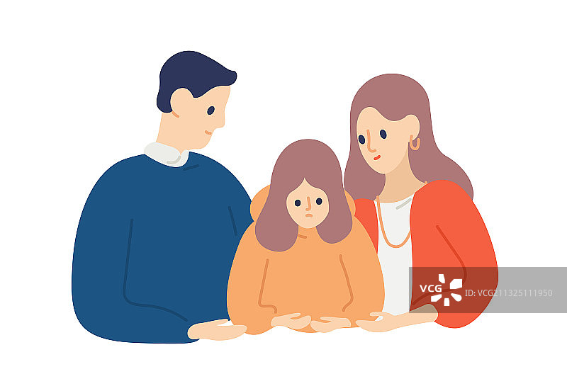 父母安慰与支持不开心的孩子图片素材