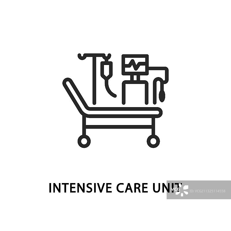 重症监护室扁平线条图标图片素材