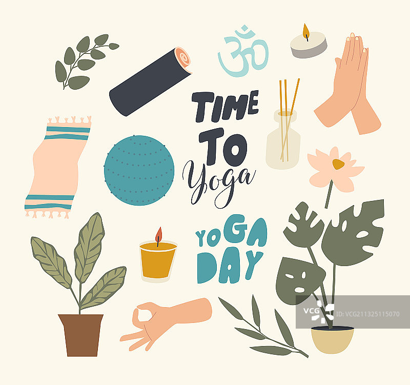 瑜伽主题健身球垫子盆栽图标图片素材