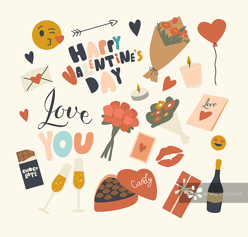 情人节主题花束图标集图片素材