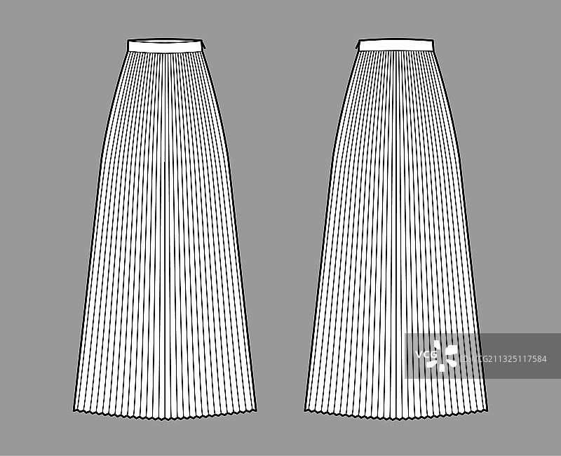 太阳纹褶皱长裙技术时尚图片素材
