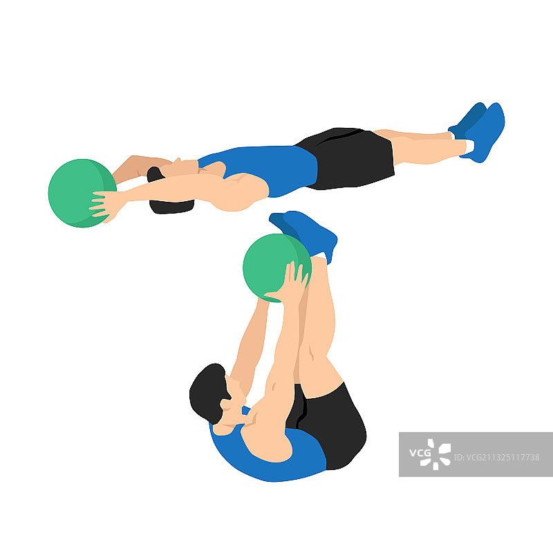 药球V字仰卧起坐运动图片素材