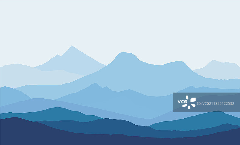 雾中山地景观全景图片素材