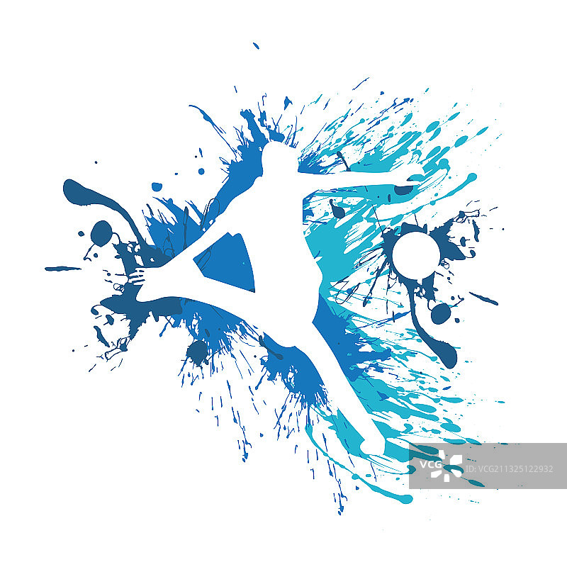 带有飞溅效果的足球运动员剪影图片素材