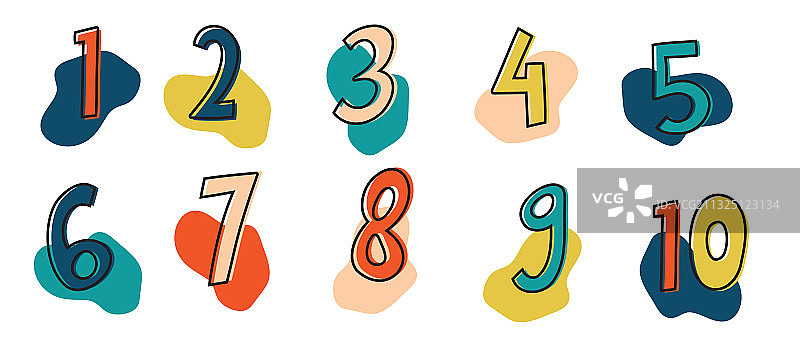 儿童彩色卡通数字1-10图片素材