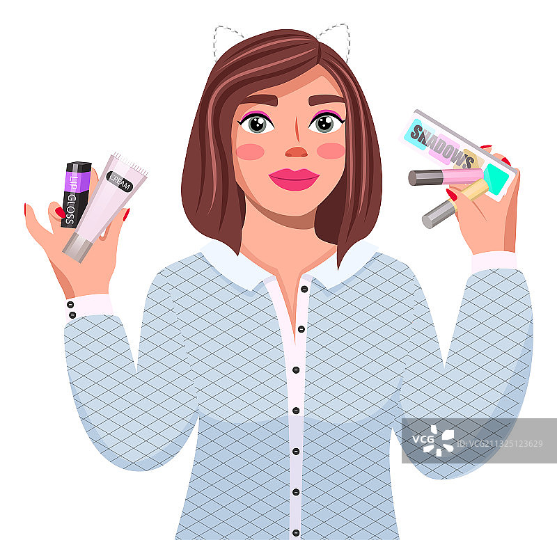 佩戴饰品的深色头发年轻女子画像图片素材