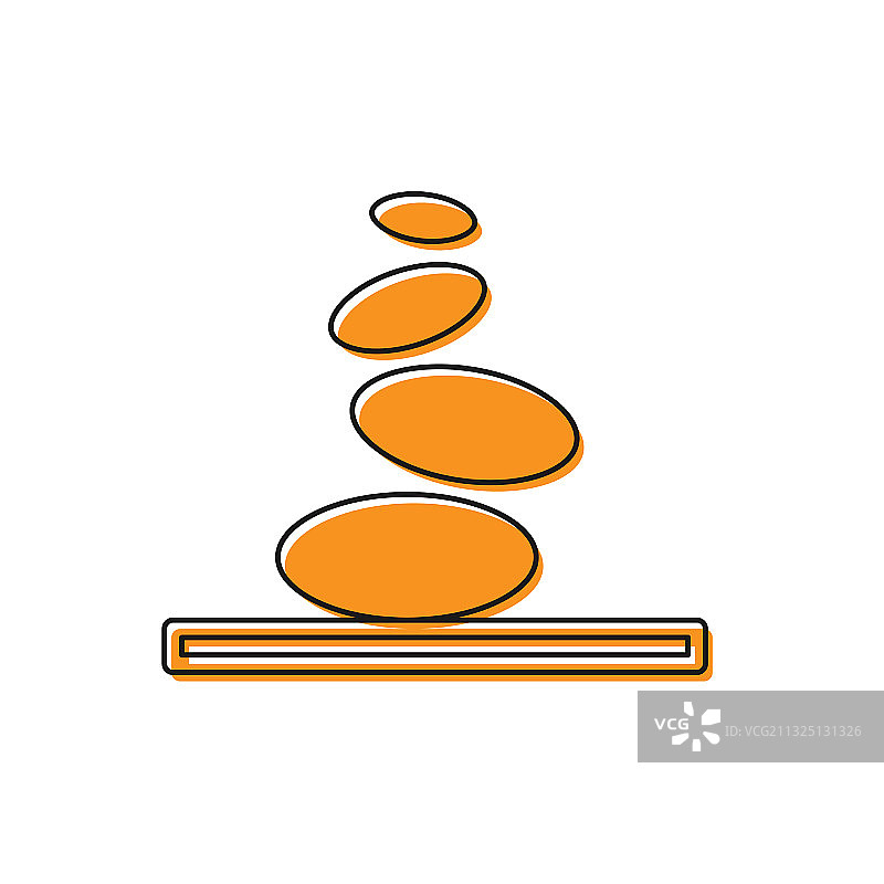 白色背景上孤立的橙色热石堆叠图标图片素材