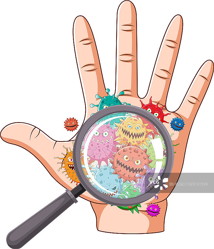 手上沾满细菌图片素材