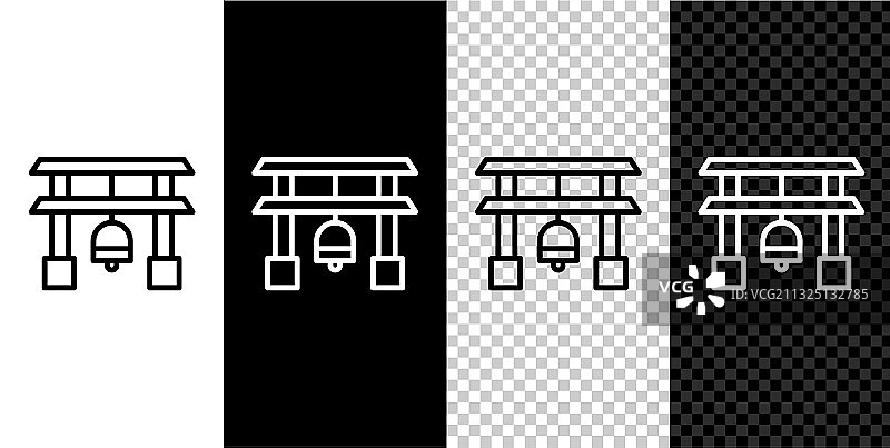 黑色背景上的日本门图标图片素材