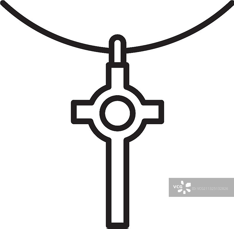 黑色线条基督教十字架链条图标图片素材