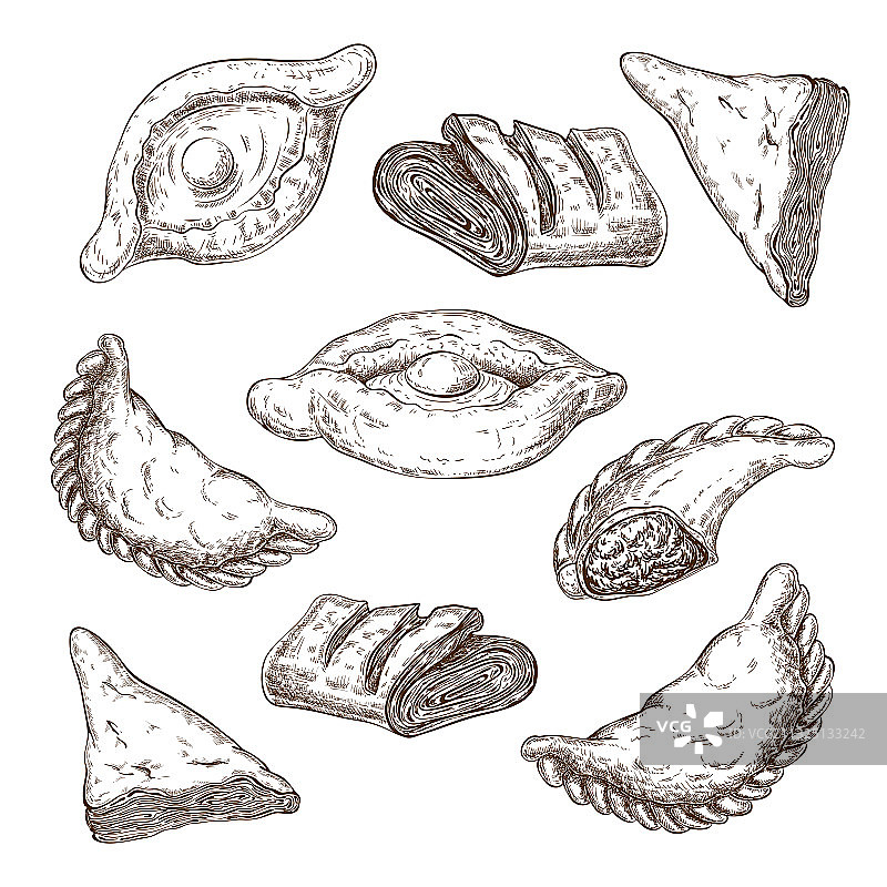 手绘酥皮糕点草图烘焙素材图片素材