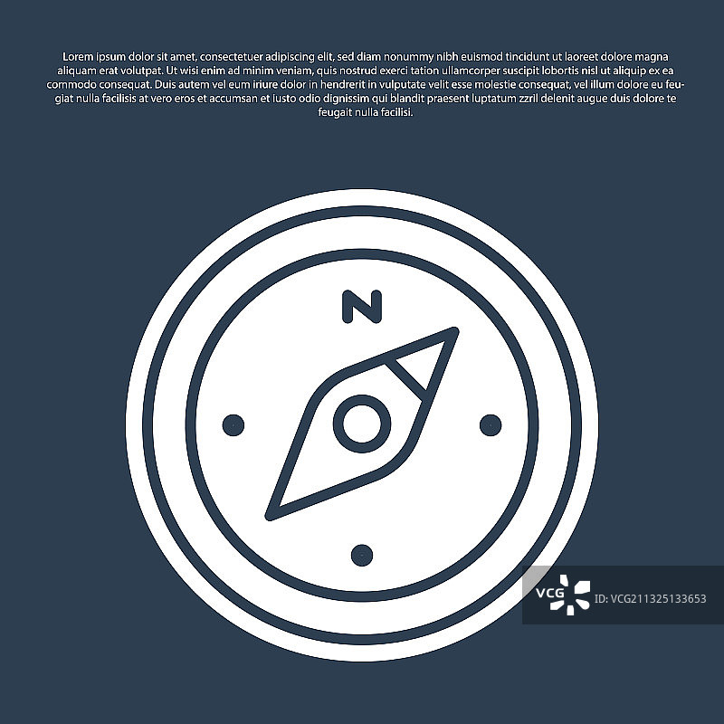 蓝色线条罗盘图标在蓝色背景上隔离图片素材