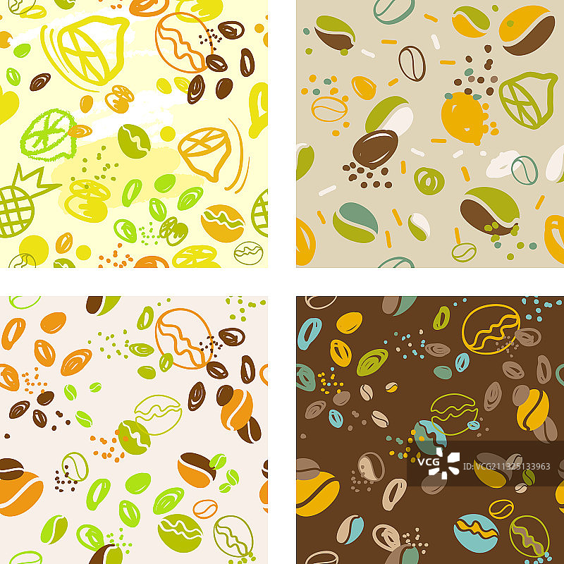 无缝程式化咖啡图案合集图片素材