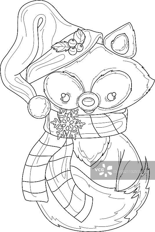 卡通可爱圣诞狐狸冬季帽子和围巾图片素材