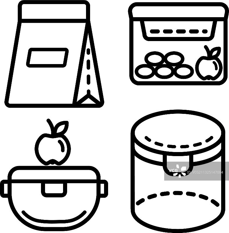 午餐盒轮廓图标集3图片素材
