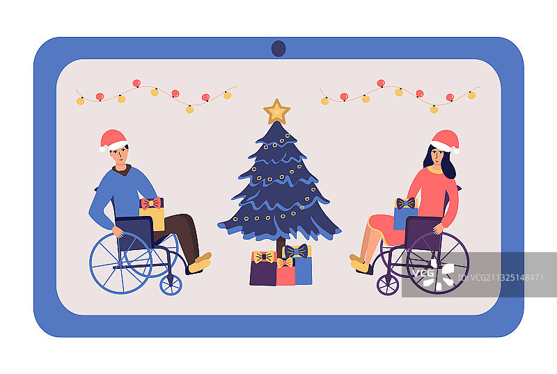 残疾人士庆祝圣诞节图片素材