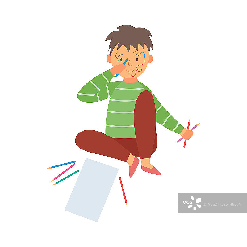 儿童绘画扁平风插画图片素材
