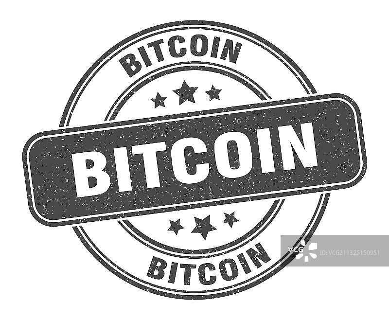 圆形做旧比特币邮票标签图片素材