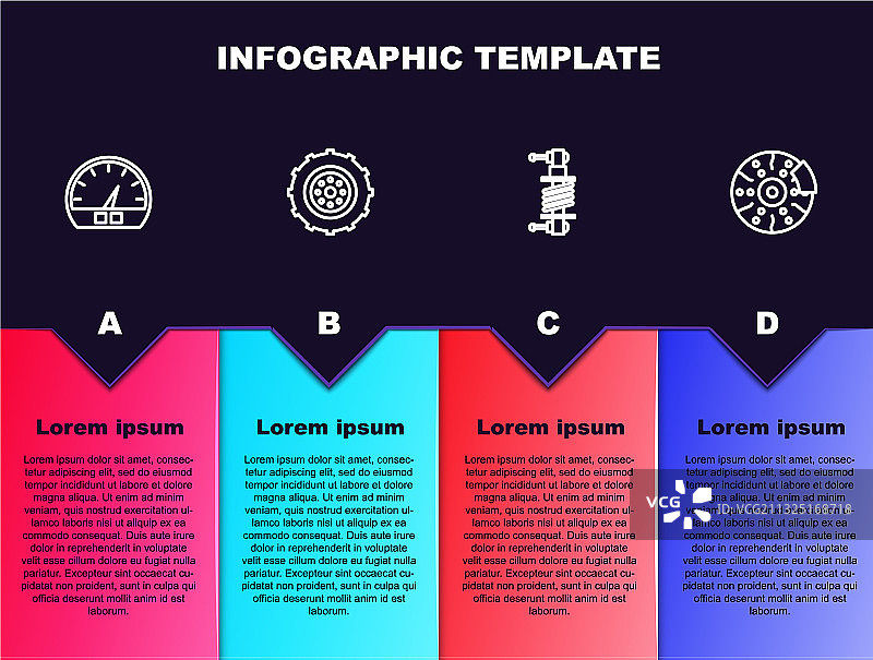 车速表、汽车车轮、减震器线条图片素材
