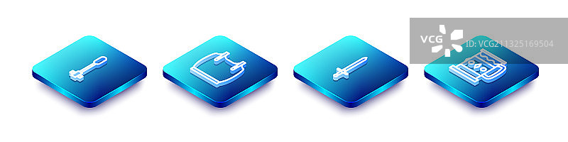 2.5D等距火炬火焰和防弹衣图片素材