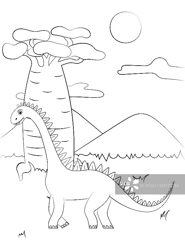 恐龙轮廓儿童涂色画图片素材
