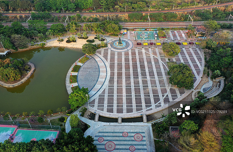 广东省东莞市常平镇铁路公园航拍图片素材