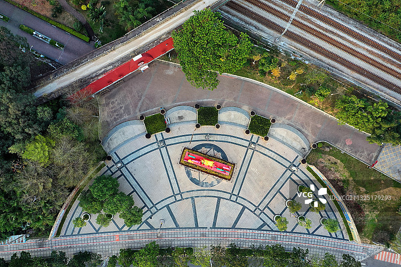 广东省东莞市常平镇铁路公园航拍图片素材