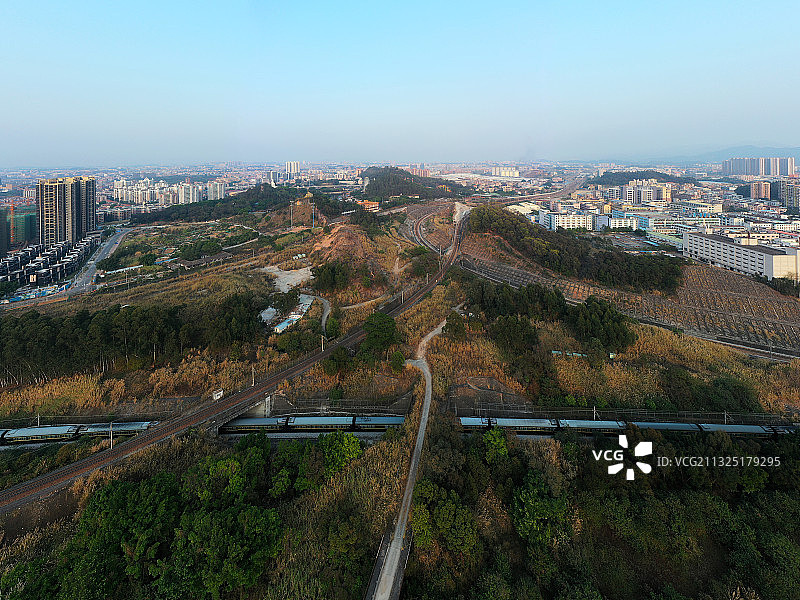广东省东莞市常平镇铁路公园航拍图片素材