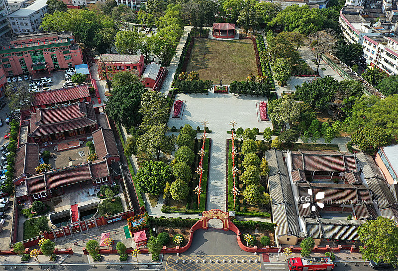 广东省汕尾市海丰县海城镇红宫红场旧址纪念馆航拍图片素材