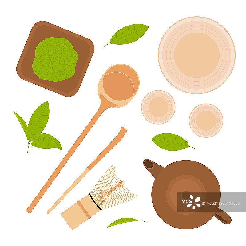 日式抹茶茶道用具图片素材