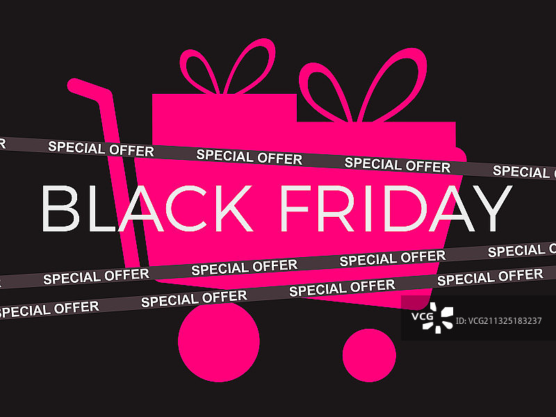 黑色星期五特别优惠购物车促销图片素材