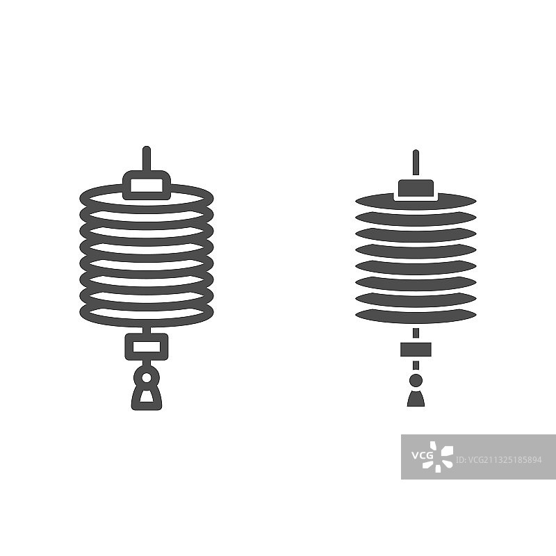 中国灯笼线和固体图标中国中部图片素材