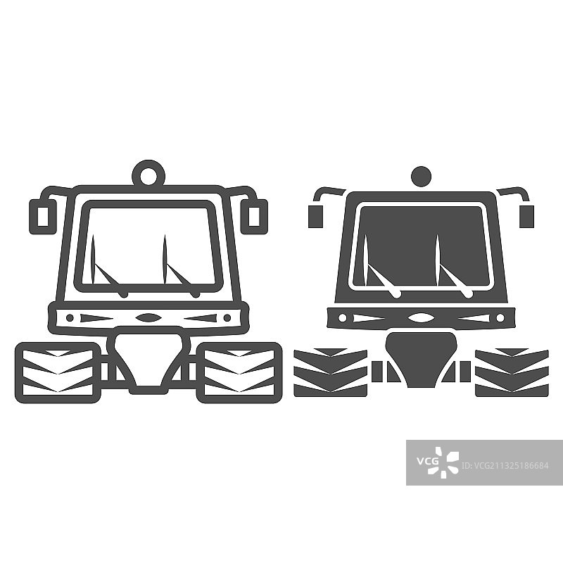 世界雪日铲雪机线条图标图片素材