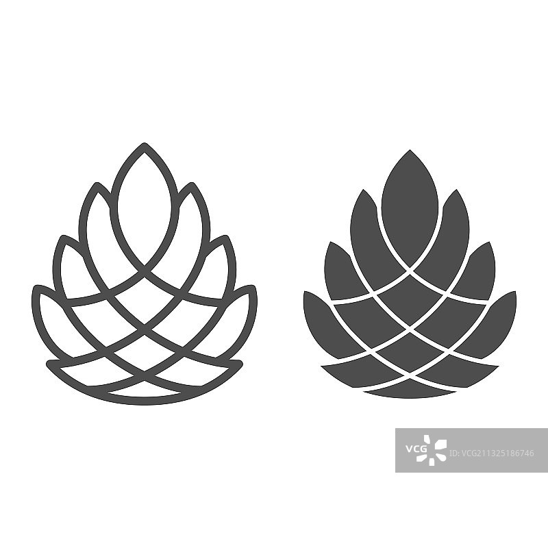 新年松果线条和实体图标概念图片素材