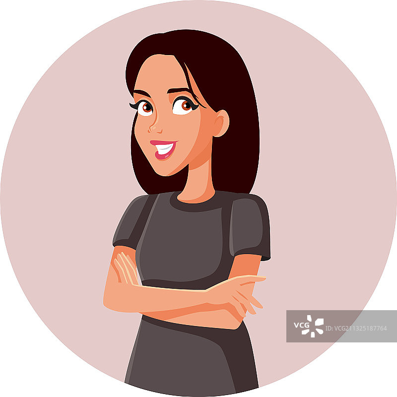 微笑的女人交叉双臂站立图片素材