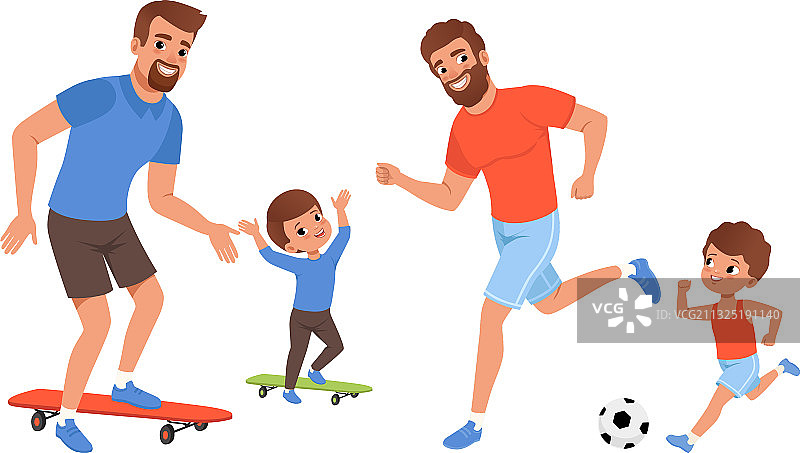 父亲和儿子们一起做运动图片素材