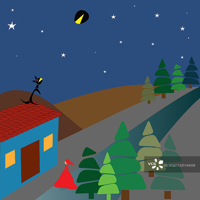 小红帽、狼和月食图片素材