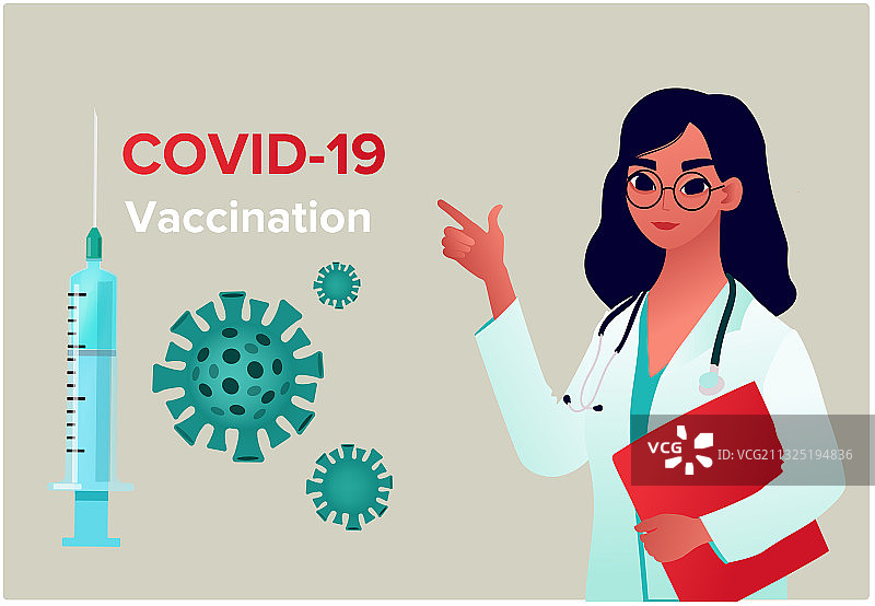 医生指向注射器进行注射和治疗图片素材