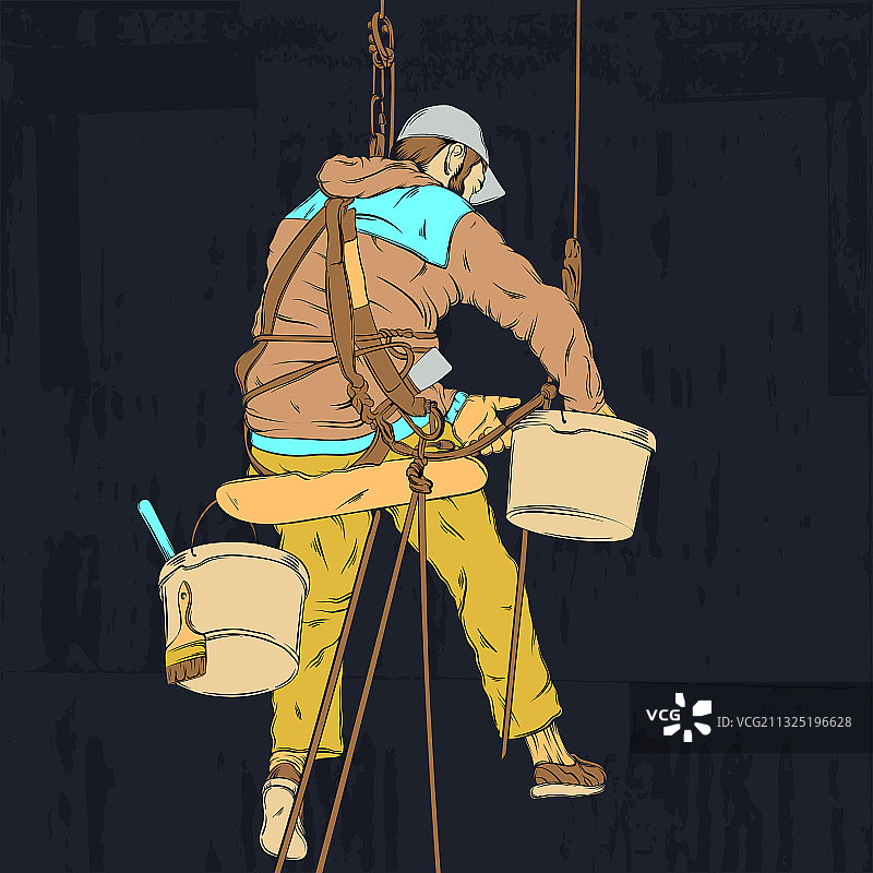 工作中逼真的彩色装饰工图片素材