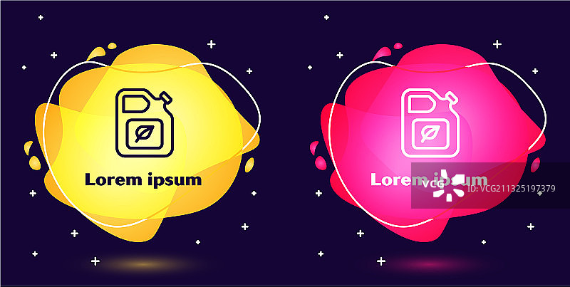 线条集：生物燃料罐图标，蓝色背景图片素材